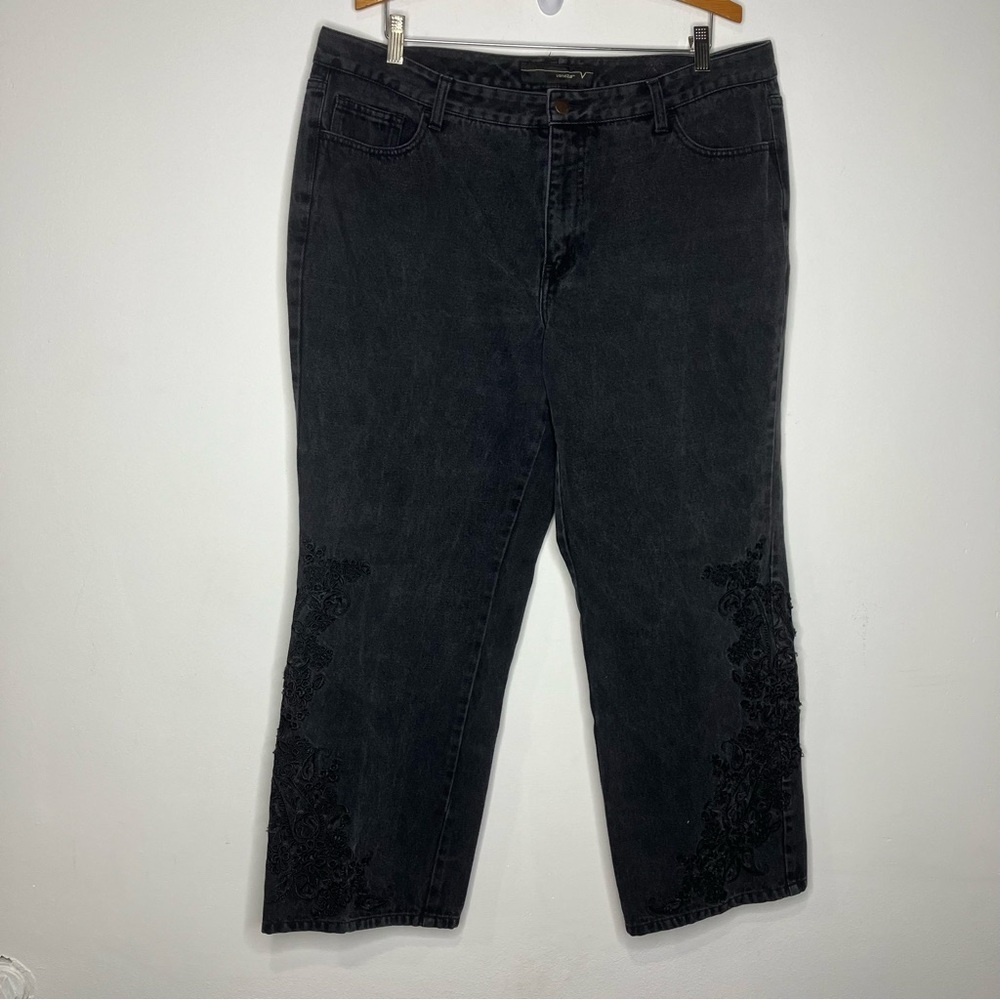 Venezia black jeans with leg embroidery size 20